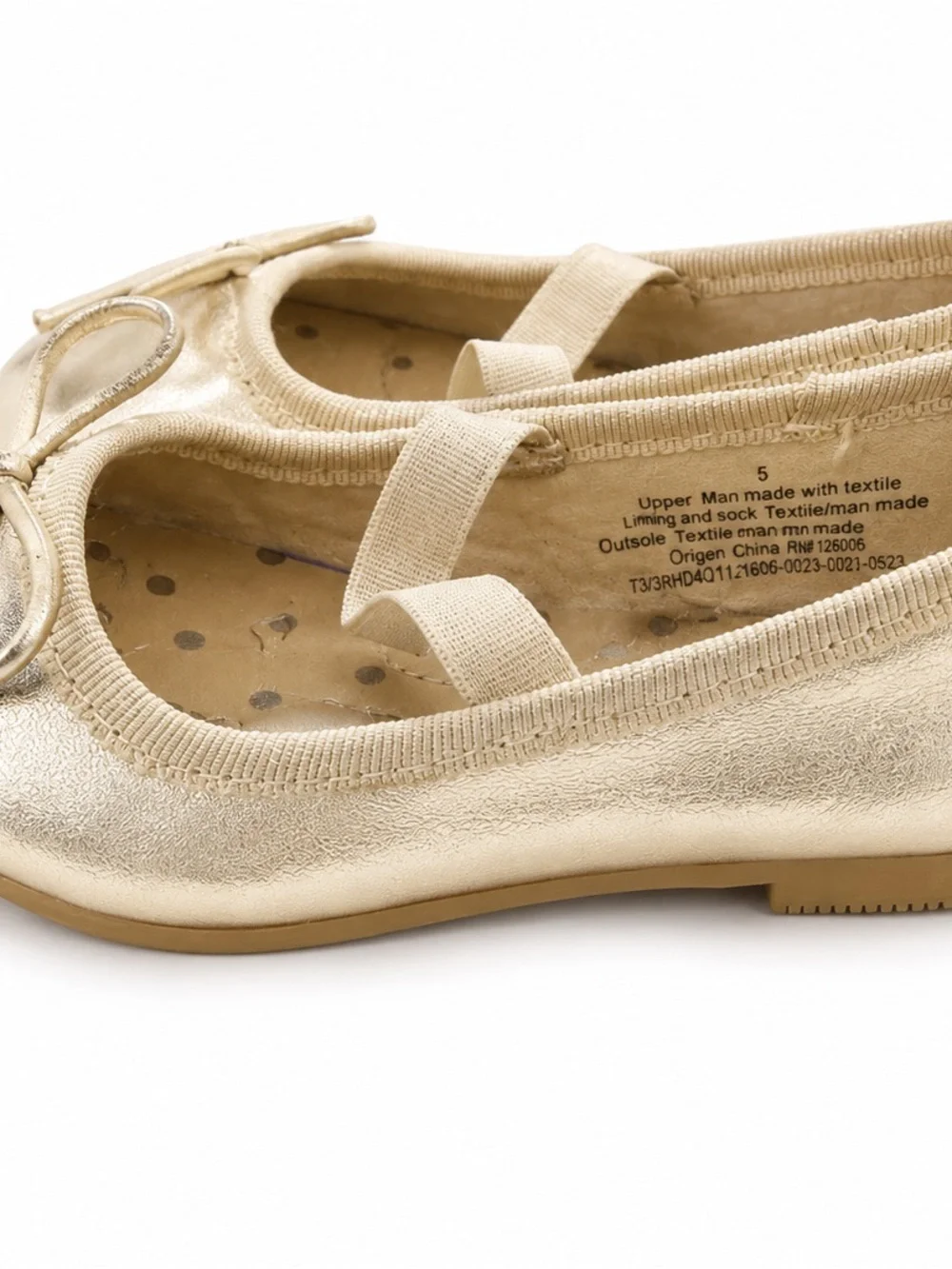 Cat & Jack Metallic Gold Girls' Mary Jane Ballet Flats with Bow